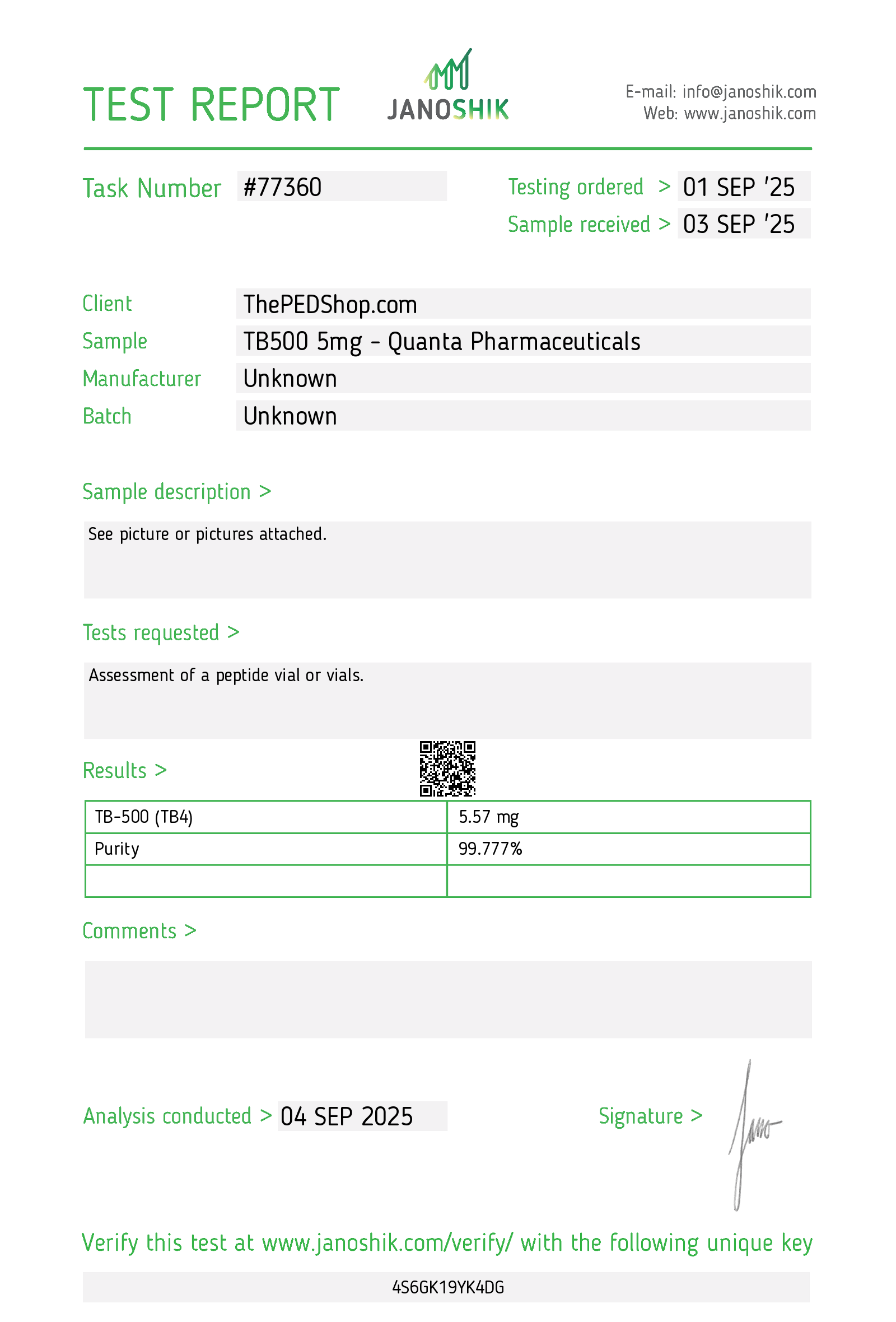 Quanta Pharma TB500 5mg