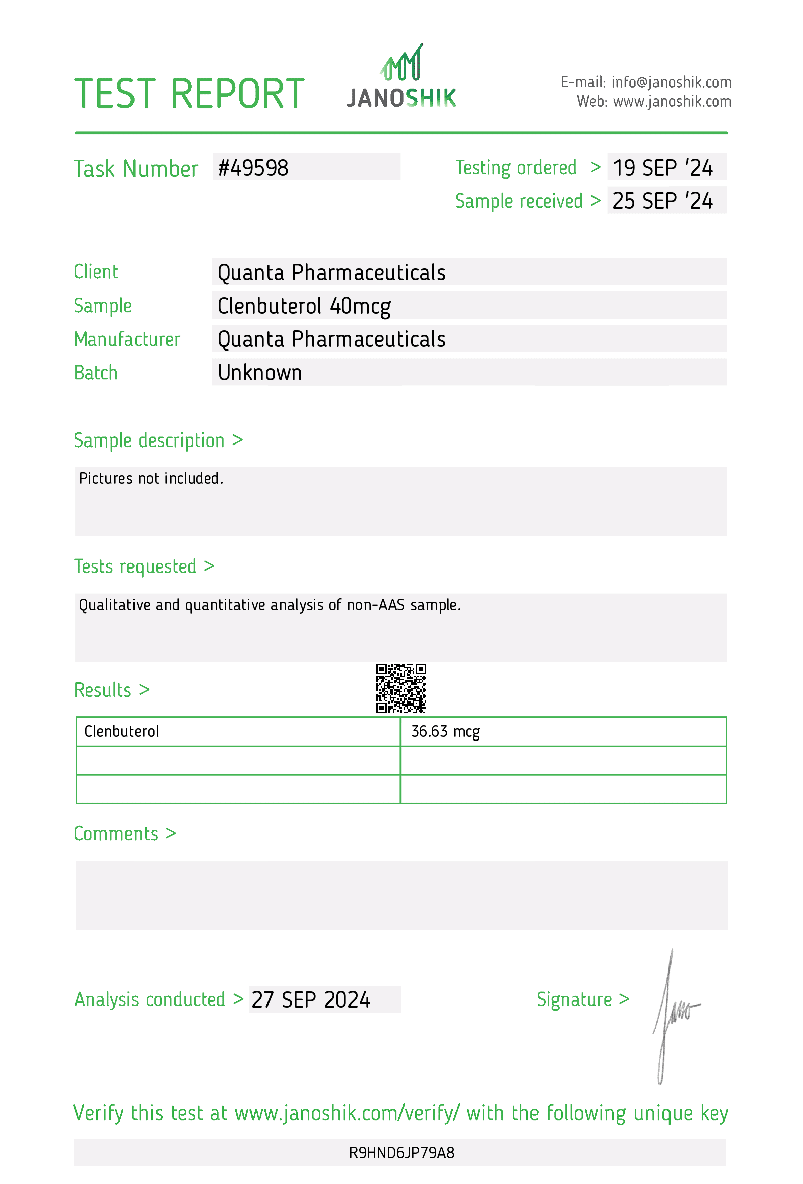 Quanta Pharma Clenbuterol