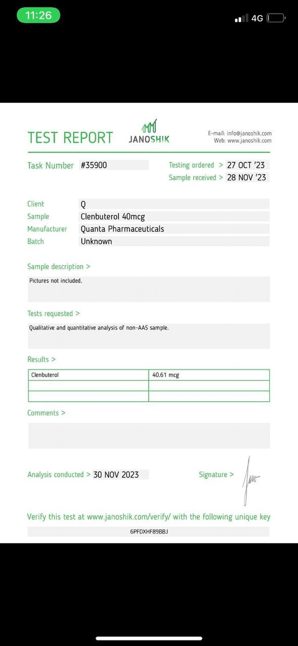 Quanta Pharma Clenbuterol