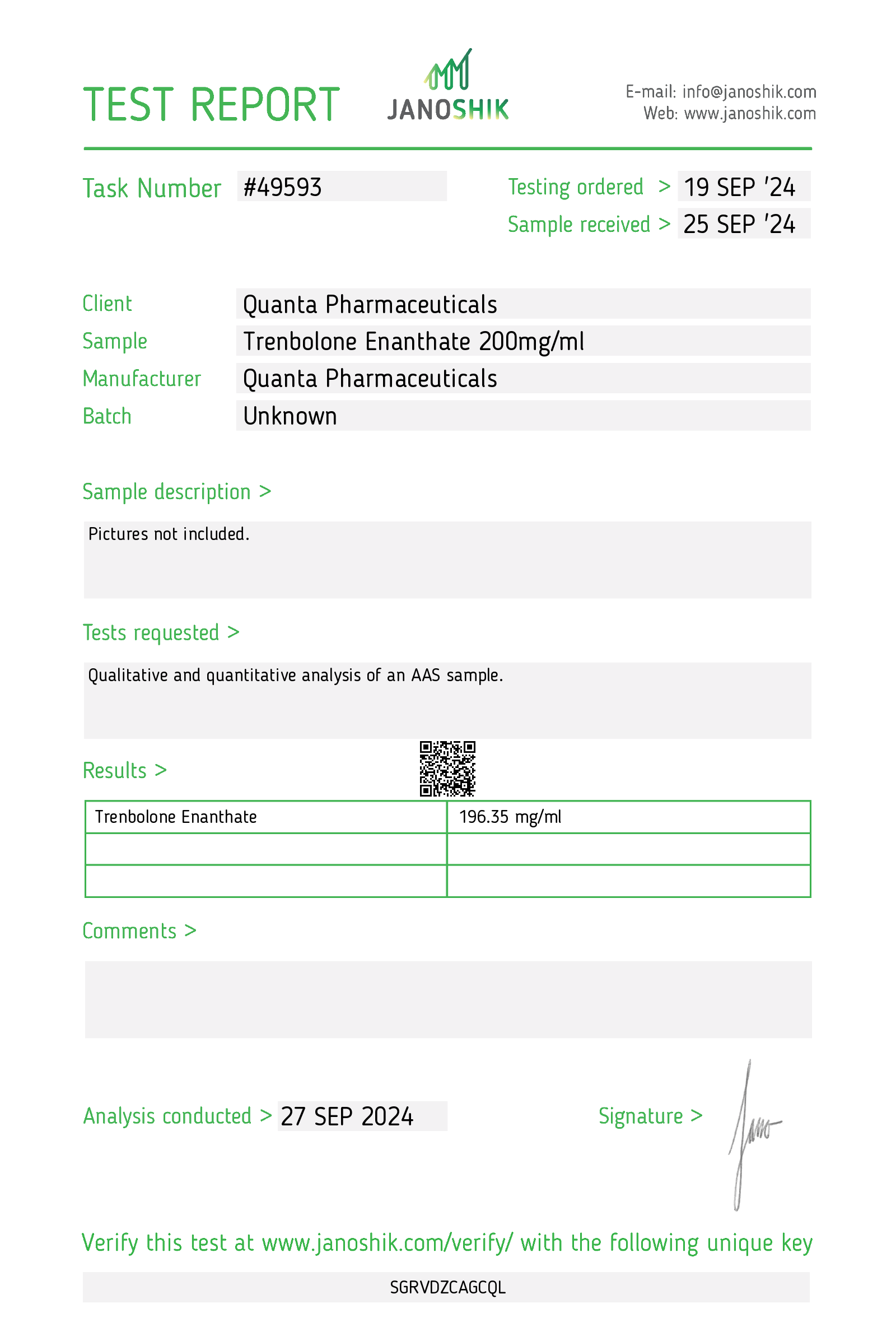 Quanta Pharma Trenbolone Enanthate