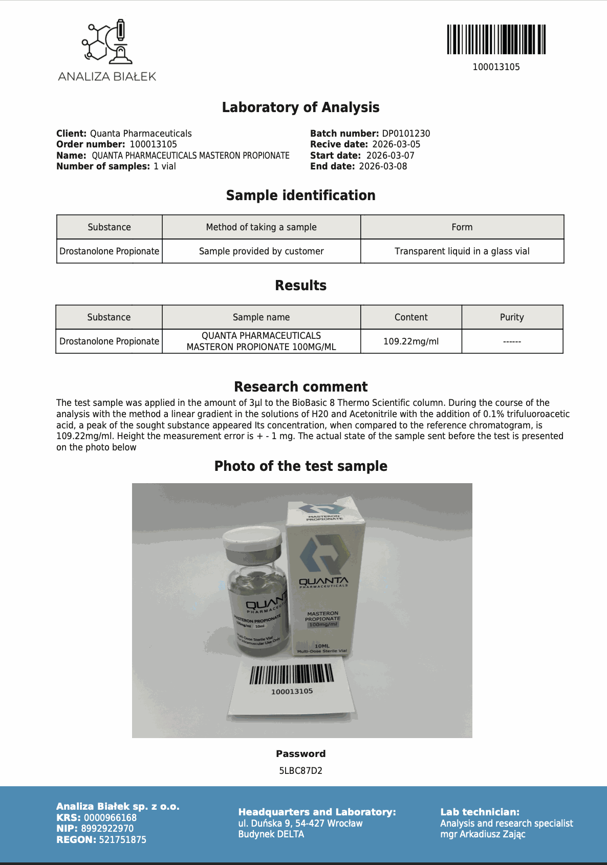 Quanta Pharma Masteron Propionate